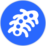 Blue icon of an algae molecule